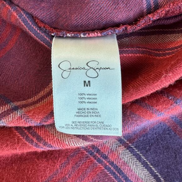 Jessica Simpson Red Plaid Button-Up Shirt - Size M - Picture 7 of 7